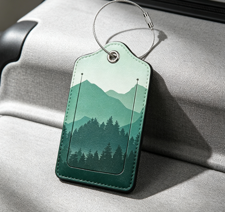 Leather Luggage Tags Set of 2 | Travel Bag & Suitcase Labels with Stainless Steel Loop