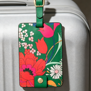 Durable Vegan Leather Luggage Tag | Suitcase Identifier with Secure Strap