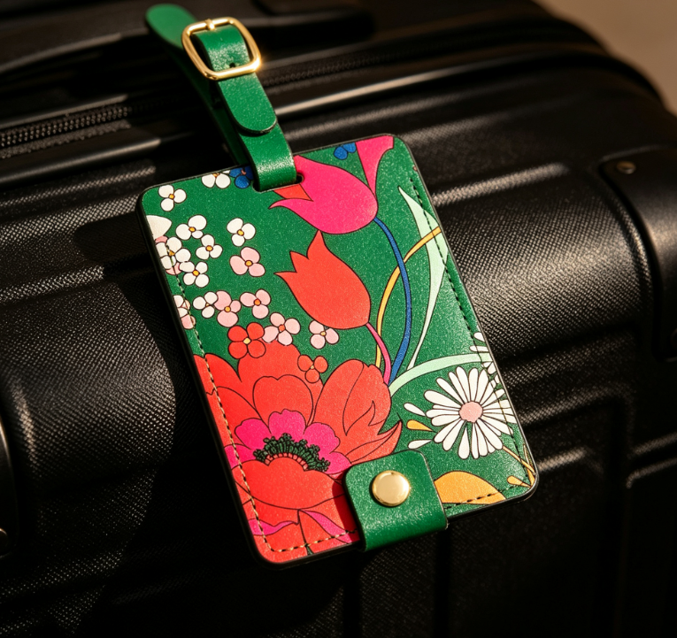 Durable Vegan Leather Luggage Tag | Suitcase Identifier with Secure Strap - Image 2