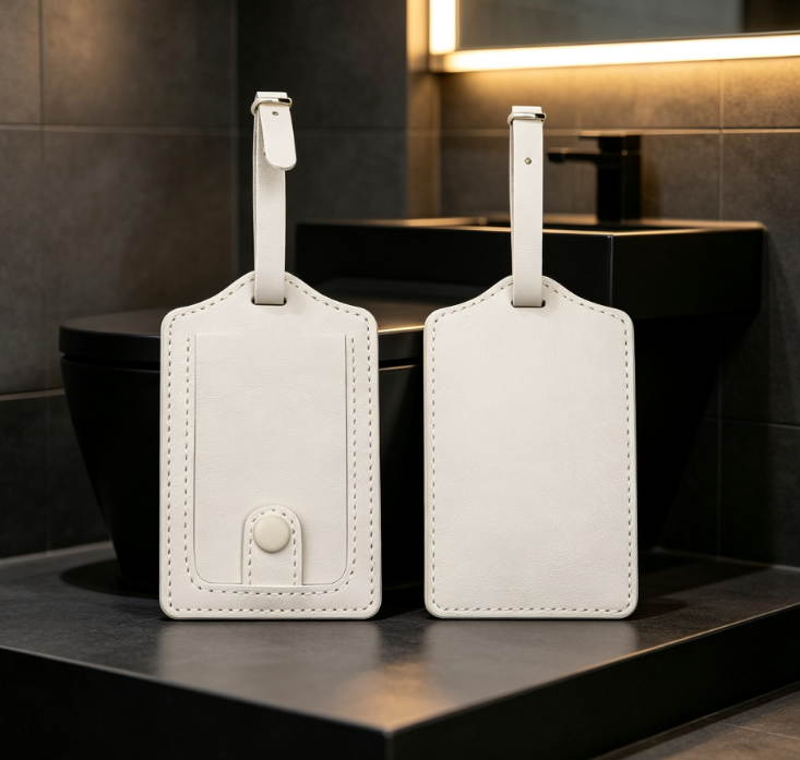 Leather Luggage Tags for Men & Women | Suitcase ID Tags with Full Privacy Cover