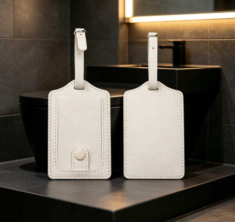 Leather Luggage Tags for Men & Women | Suitcase ID Tags with Full Privacy Cover - Image 2