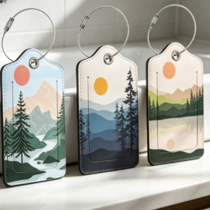 3 PCS Leather Luggage Tags for Suitcases | Travel Baggage Identifiers with Privacy Protection