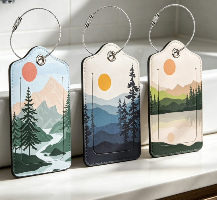 3 PCS Leather Luggage Tags for Suitcases | Travel Baggage Identifiers with Privacy Protection