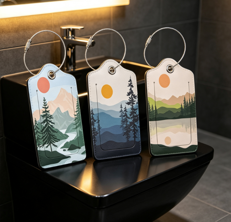 3 PCS Leather Luggage Tags for Suitcases | Travel Baggage Identifiers with Privacy Protection - Image 2