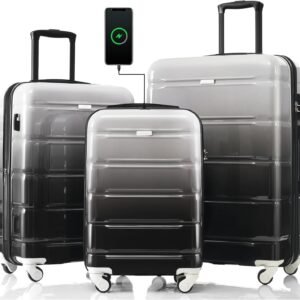 3-Piece Luggage Set with USB Port, Cup Holder and ABS+PC Hard Shell