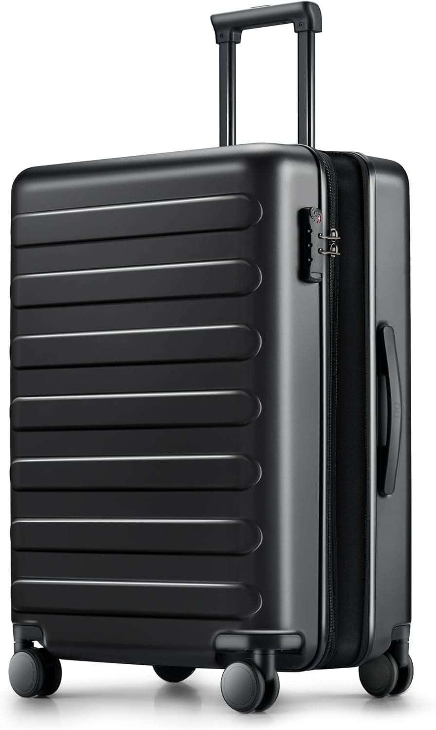 24 Inch Medium Expandable Hard Shell Checked Luggage with Spinner Wheels, Lightweight Material and Combination Lock