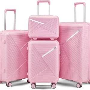 4-Piece Hard Shell Luggage Set with 360° Spinner Wheels, Telescoping Handle and Lightweight Construction