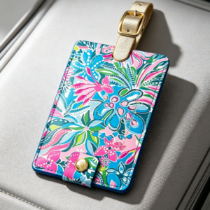 Premium Leatherette Travel Luggage Tag with Adjustable Strap | Stylish Suitcase Identification Label