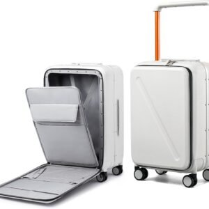 24 Inch Medium Front Opening Hard Shell Aluminum Frame Checked Luggage with Spinner Wheels and Combination Lock
